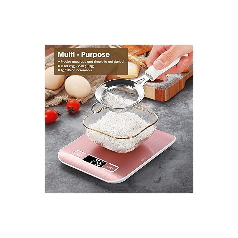 Mik-Nana Food Scale Pink, 10kg/22lb Digital Kitchen Scale Weight Grams