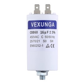 VEXUNGA Motor Capacitor Starting Capacitor 16µF 450V Capacitor 16uF 16uF 450V 40x70mm CBB60 Capacitors Plug M8 for Electric Motor