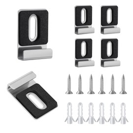 Iroivey 6 Pack Mirror Clips for Wall Mounting, Satin Nickel Heavy Duty Mirror Holder with Screws, Frameless Mirror Brackets with Rubber Pads for Large Mirrors, Billboards, Pictures, Wall Decor
