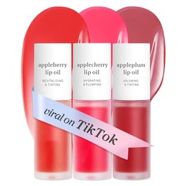 NOONI- Juego de aceites para labios Appleseed: Appleberry, Applecherry y Appleplum | con aceite de semilla de manzana, trío de aceites para labios, Li