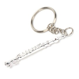 4.3 Inch Flute Keyring, Silver Music Flute Musical Instrument Ornament Replica Keyring