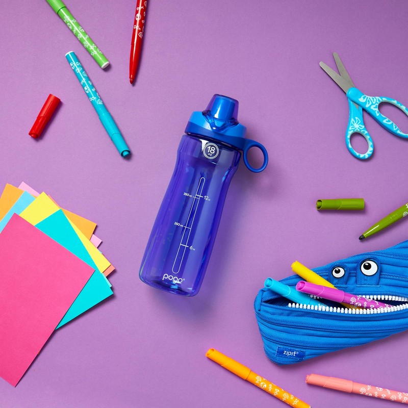 Pogo BPA-Free Tritan Plastic Water Bottle with Soft Straw Lid,