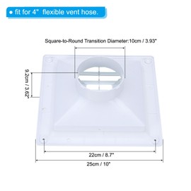 PATIKIL Square Air Vent Cover 10 x 10 inch, 4 Inch Dia., Air Return Grille Sidewall or Ceiling Air Diffuser with Square-to-Round Adapter for Home Bathroom Kitchen Ventilation