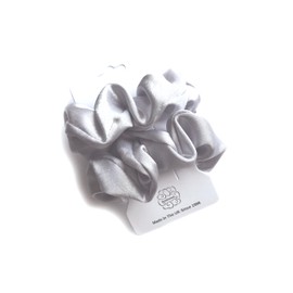 Bobblelady. Satin Scrunchies 2 Pieces. Premium Quality Crepe Back Satin. 11cm Across. Hair Scrunchie. Suit Child/Adult. Silver