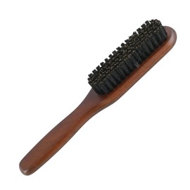 Boar Bristle Hair Brush & Rat Tail Comb - Slick Back Hair Brush for Women & Men, Detangling Styling for Edges, Beard Brush for Men, Wooden Handle Parting for Fine & Thick Hair