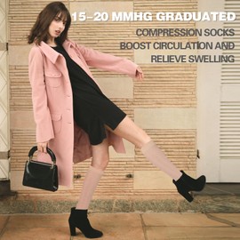 GODORIO Sheer Compression Stockings for Women, 15-20 mmHg Knee High Circulation Support Stockings, Open Toe Graduated Medical Compression Socks for Travel, Flight