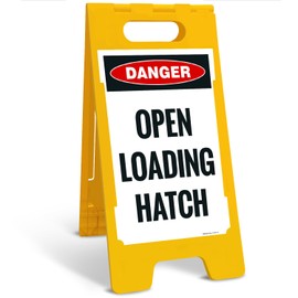 OSHA Danger Open Loading Hatch Sidewalk Sign Kit, 10x16 Inches, with A Frame Stand, Made in USA