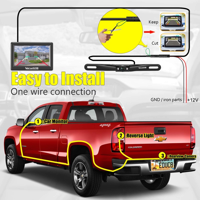 VECLESUS Backup Camera Kit Accessories Cable Car Backup Camera Extention