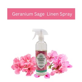 Absolute Green Linen and Fabric Spray, Fabric Freshener, Sheets, Towels, Sofa, Pet Safe, Geranium Sage Scent, 16 oz