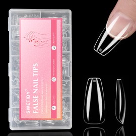 Medium Coffin Thick Nail Tips, 540PCS Gel Tips Pre-shaped Full Cover Clear Acrylic Gel Nails for Press On Nails Extension DIY Salon 15 Sizes with Box
