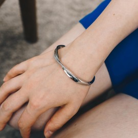 Philip Jones Silver Plated Arc Bangle Created with Zircondia® Crystals (7 Inch)