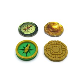 BGExpansions Lost Ruins of Arnak Enhancement Pack | 55 Count | Gold Coins, Multicolour Compasses and Starter Display Clock