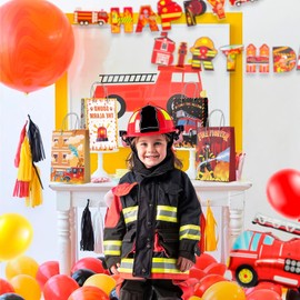 Firetruck Gift Bags, Fire Truck Party Favor Bags Set - Firetruck Birthday Gift Bags, Firefighter Party Bags & Fire Truck Goodie Bags for Fire Truck Birthday Decorations/Firefighter Party Decorations