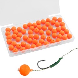 Soft Rubber Fishing Beads, 60pcs 12mm Fishing Bait Eggs Corn Round Fishing Ball Beads Floating Bobber Rig Lure Bait Fly Tying Materials Fishing Tackle