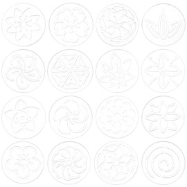 BENECREAT 16Pcs Acrylic Sashiko Stencil, 6cm Round Flower Acrylic Embroidery Tool Drawing Line Template for Hand Quilting and Embroidery, 3mm Thick