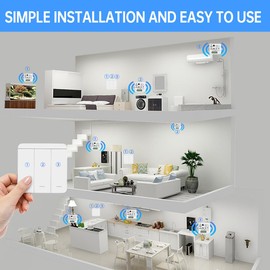 Acmerota 2 Gang Wireless Remote Switch 85-240V 10A Max Remote Light Switch, No Wiring Needed On/Off RF Rrmote Switch 2 Gang Compatible for RF Receive Appliances up to 328ft (NO Receiver)