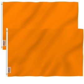 Anley Pack of 2 Fly Breeze 3x5 Foot Solid Orange Flag - Vivid Color and Fade proof - Canvas Header and Double Stitched - Plain Orange Flags Polyester with Brass Grommets 3 X 5 Ft