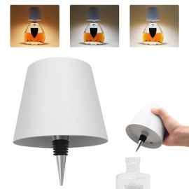 TGXCF Wireless Bottle Lamp, Portable Metal LED Wireless Bottle Lamp with 3 Color Light Dimming, Rechargeable Wine Bottle Light Head, Waterproof Touch Table Lamp for Room Bar Party Decor, White