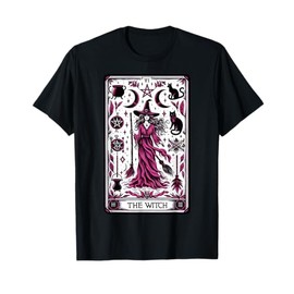 Witch Tarot Card Black Cat Moon Cauldron Magic Spell Women T-Shirt