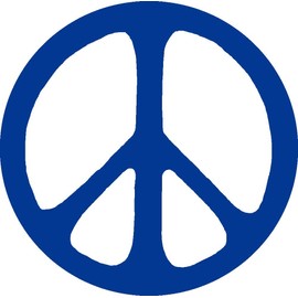 Peace Sign - Vinyl Cutout Sticker (3.3" X 3.25") (Blue)