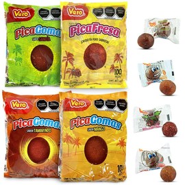 100 Pcs Vero Pica Fresa Pica Goma Mix - Includes PicaFresa, PicaGoma sabor Tamarindo, Sandia, and Mango Mexican Candy Dulces Mexicanos Sweet Snack Gummy Candies spicy