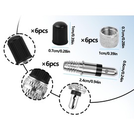 Lhbwhiz Set of 6 Bicycle Valves Set, German Bicycle Valve Cap Replacement Parts, Bicycle Valve Adapter, Bicycle Accessories, Valve Insert with Seal, Valve Change Parts, for Bicycle Valve Replacement