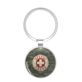 BKR Graphics Rescue Squad Vintage Emblem Metal Double Sided Key Chain Keychain