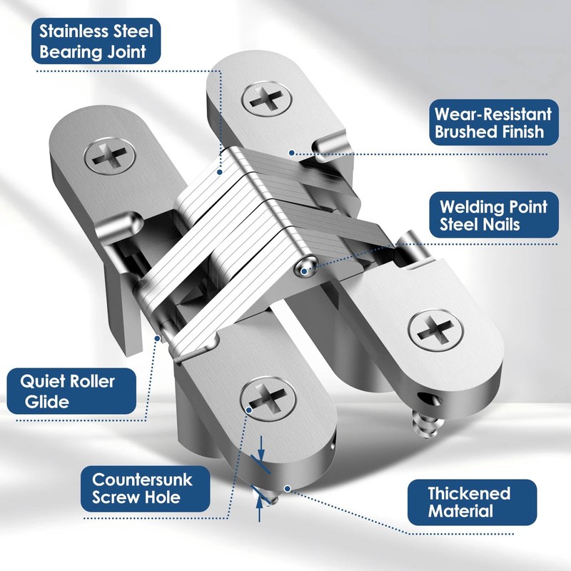 JAXYOOM Hidden Door Hinge 0.51 * 2.36Inch – 4Pcs Invisible