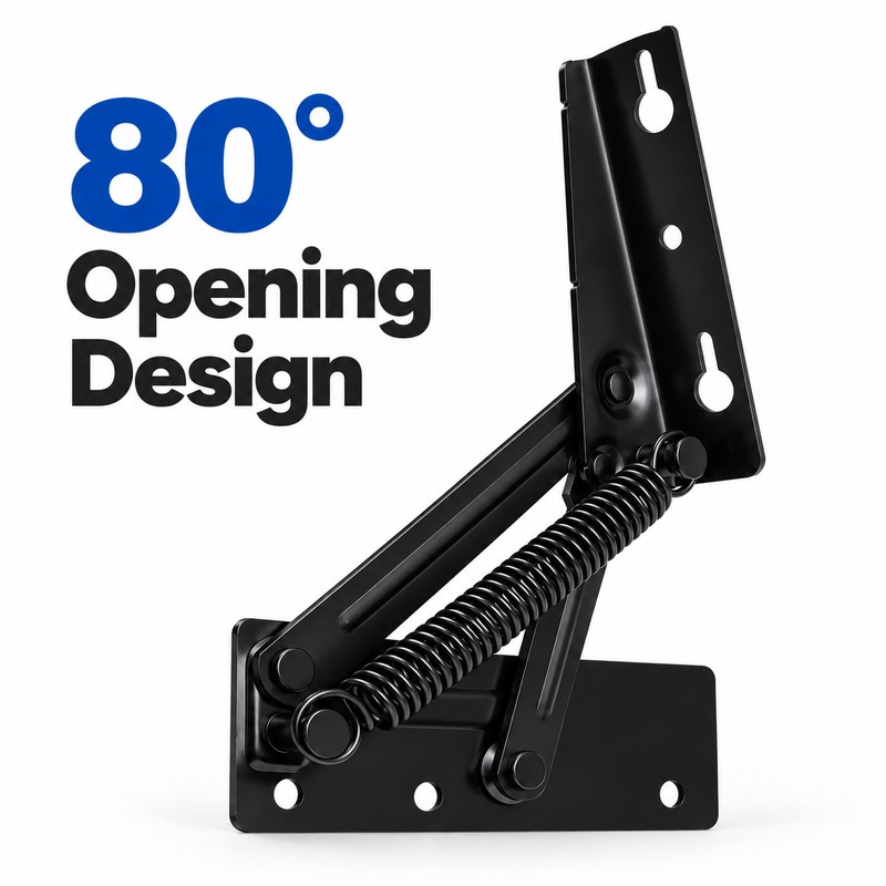 2-Pack 80° Spring-Assisted Lift-Up Hinges for Cabinet Doors & Furniture