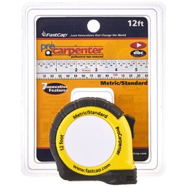 FastCap ProCarpenter Metric/Standard Measuring Tape - Ideal for Professionals and Home Improvement - with Lever Action Belt Clip and Dual Locking System - 12' - 99954