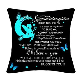 Bommex Granddaughter Gifts from Grandma Grandad Granddaughter Cushion Cover Throw Pillow Cover Pillowcase from Grandmother Grandfather Granddaughter Birthday Gifts (granddaughter)