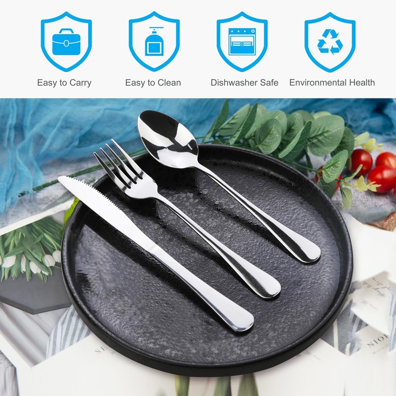 Travel Utensils With Case, Stainless Steel Reusable Portable Utensils Set