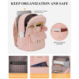 VANKANY Backpacks for Girls, Cute School Bag for Kids Elementary Middle High School College Women, Fashion Bookbag for Teenagers, Pink