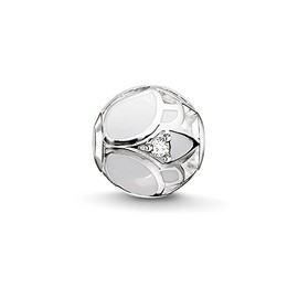 Thomas Sabo Women-Bead Lotus blossom Karma Beads 925 Sterling Silver Zirconia white K0205-041-14