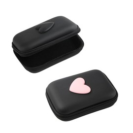 Ximimark 2pcs PU Leather Heart-Shaped Earphone and Charger Storage Case with Zipper Closure - Anti-Fall Design, Cable Organizer, No Battery Required