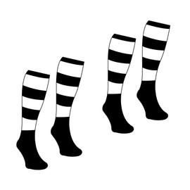 PROSTYLE SPORTS MEN'S 2 PAIRS PACK TRAINING CONTRAST HOOP CLUB FOOTBALL SOCKS RUGBY HOCKEY SOCCER MENS WOMENS KIDS (UK, Numeric, 7, 11, Regular, Regular, Black/White)