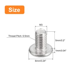 sourcing map M3-0.5 x 5mm 100Pcs Flat Round Head Screws 304 Stainless Steel Phillips Drive Machine Screws Hardware Fastener for Furniture Connection
