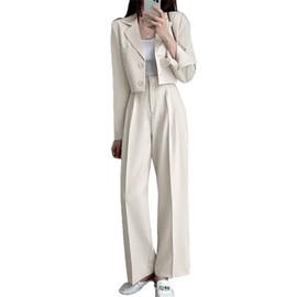 NOMSOCR Women's Pants Suit, Ceremony Suit, Top and Bottom Set, Formal Suit, Jacket, Spring, Autumn, Commute, OL, Kindergarten Entrance Ceremony, Graduation Ceremony, 20's 30s, white