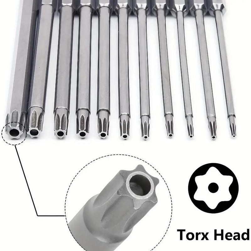 Magnetic Torx Head Screwdriver Bit Set, S2 Steel Long Drill