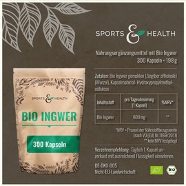 Ginger Capsules - Organic - 300 Capsules - 600mg per Capsule - Vegan - Free from Additives - Ginger Capsules High Dose