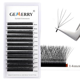 GEMERRY Volume Eyelashes, 5D Pre-Fanned Eyelash Extensions, Easy Fan Lashes, Volume Technology Clusters, 0.07 mm, D Curl Mix, 8-14 mm, Individual Eyelashes, Self-Fanning Lash Extensions by GEMERRY