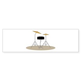 CafePress Snare and Cymbal 10"x3" Rectangle Vinyl Bumper Sticker Car Decal