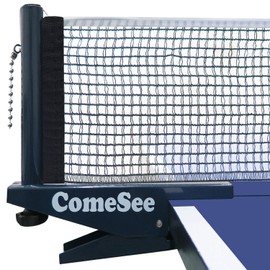 Comesee Professional Ping Pong Net Clip on Easy, Table Tennis Net and Post Set with Spring Activated Clamp, Thick Base Grip, Precision Tension Height Adjustment (Navy)