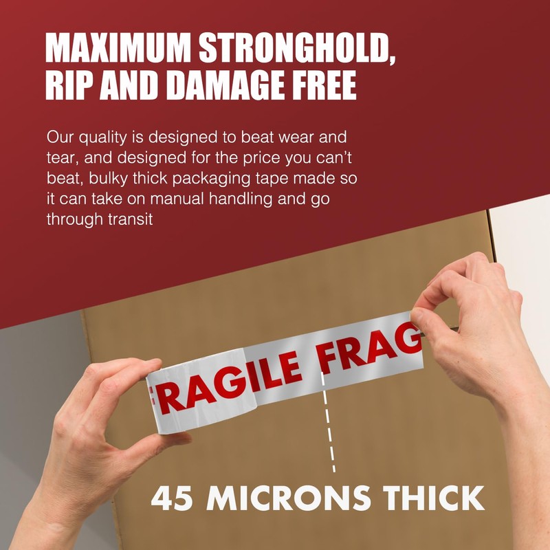 Merrimen Strong Heavy Duty Fragile Packaging Tape - 3 Rolls