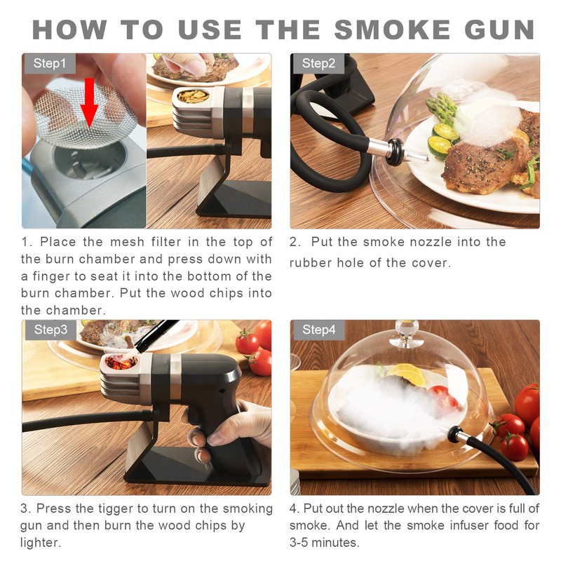 WITANHURST Flavor Blaster Portable Handheld Cold Smoking Gun Electric Smoker,