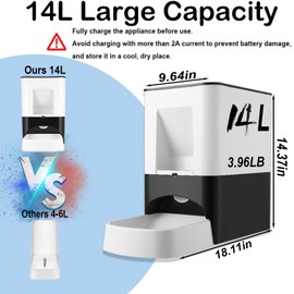 Large Automatic Dog Feeder, 14L Extra Large Breed Auto Dog Feeder Timed Programmable Pet Food Dispenser, Portion Control Voice Recording Suitable for Large and Medium-Sized Dogs