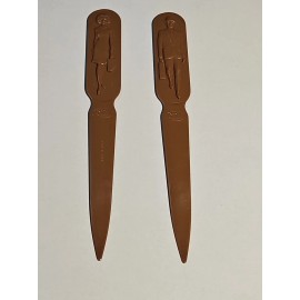2 Brown Vintage Fuller Brush Co. Plastic Letter Opener