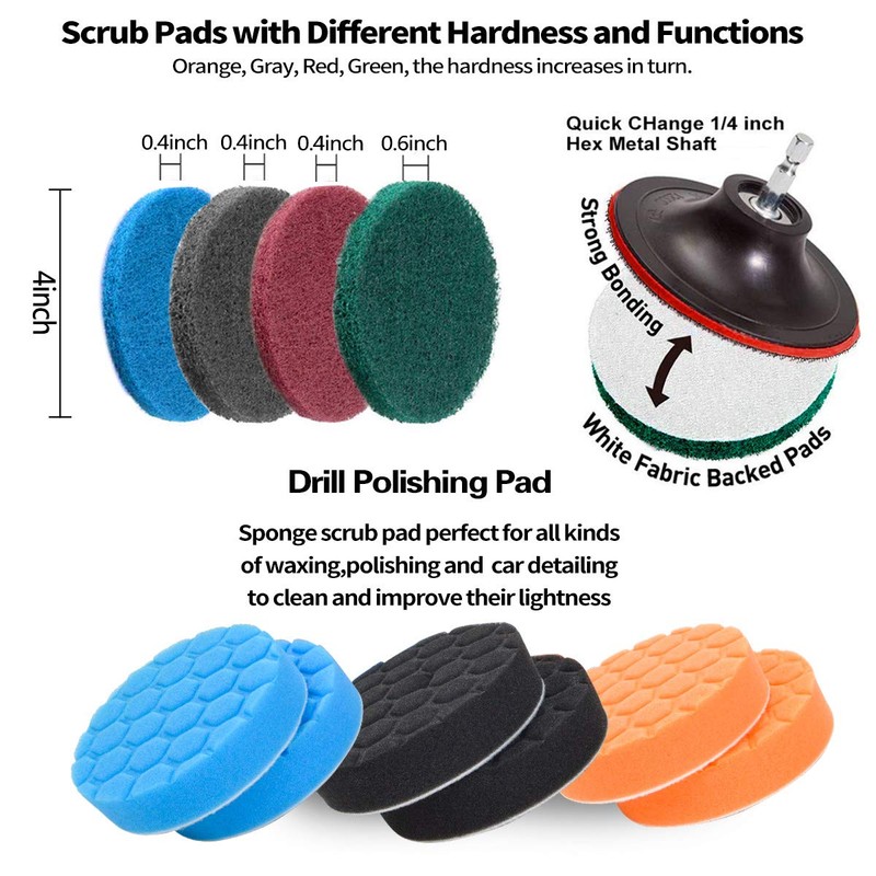 JUSONEY Drill Brush Scrub Pads 38 Piece Power Scrubber Cleaning