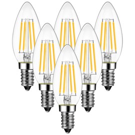ANWIO B11 LED Filament Bulb E12 Candelabra Medium Base 2700K Warm White, 5.5W(60W Equivalent) 500 Lumens Non-Dimmable Decorative Candle Light Bulb, Pack of 6