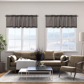 Cozynight Gray Sheer Tier Curtains 16 inch Length Linen Curtain Sheers Transparent Half Window Curtains Kitchen Tiers Bathroom Cafe Curtain Light Filtering Rod Pocket 1 Panels